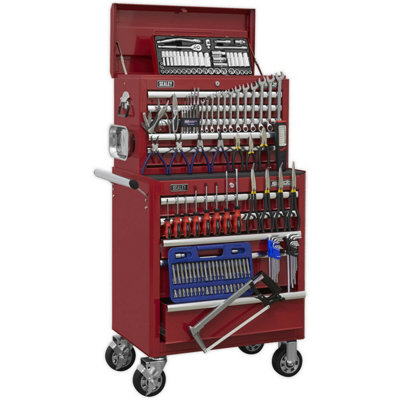 Heavy Duty 10 Drawer Tool Storage Bundle With 147 Piece Tool Kit In Red from B&Q