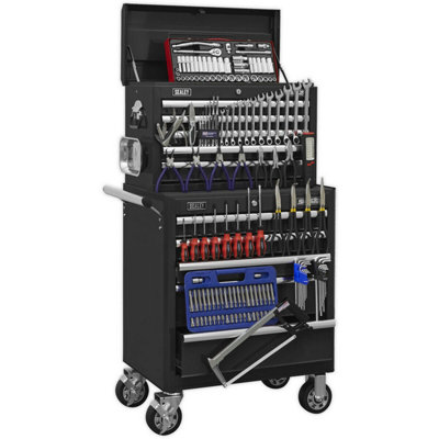 Heavy Duty 10 Drawer Tool Chest And Rollcab Bundle With 147-Piece Tool Kit In Black from B&Q
