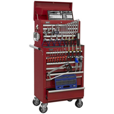 Ultimate Heavy Duty 15 Drawer Tool Chest And Rollcab Bundle With 147 Piece Tool Kit In Red from B&Q