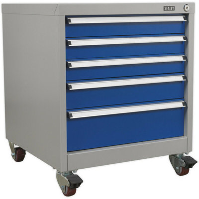 5 Drawer Mobile Industrial Cabinet - 4 X 60Mm Wheels - Heavy Duty Drawer Slides 5056524259436 - Image 3