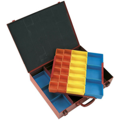  - Durable 27 Compartment Metal Storage Case For Tools And Components