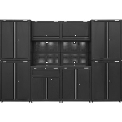  - Modular 10 Piece Garage Storage System With Adjustable Feet And Pegboard Back Panel