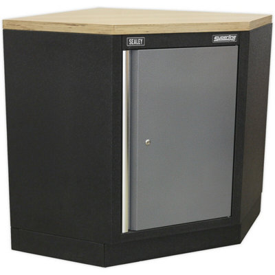  - 865mm Modular Corner Floor Cabinet With Adjustable Shelf And Lockable Door