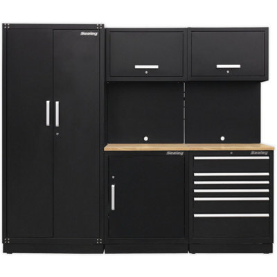  - Versatile 2.5M Garage Storage System With Oak Worktop And Modular Cabinets