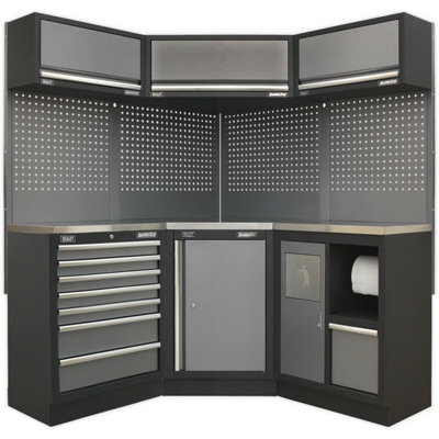  - All-In-One 1.6M Garage Corner Storage SystemModularStainless Steel Worktop