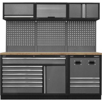  - Versatile Modular Garage Storage Unit With Pressed Wood Worktop