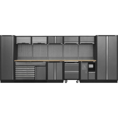  - Versatile Modular Garage Storage System With Pressed Wood Worktop