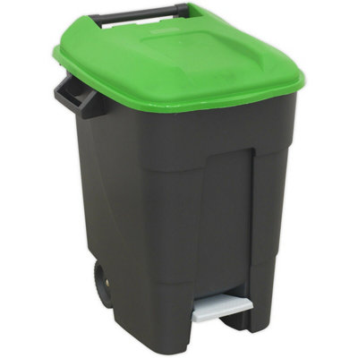 100 Litre Green Wheelie Bin With Foot Pedal And 200mm Wheels For Easy Mobility from B&Q