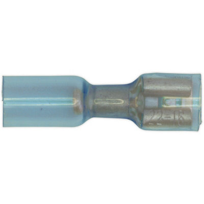  - 25 Pack 6.4mm Heat Shrink Female Push-On Terminal16 To 14 Awg CableBlue