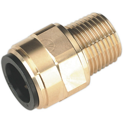 B&Q 15Mm X 1/2" Bspt Brass Straight Adapter - Air Supply Ring Main Pipe Male Thread