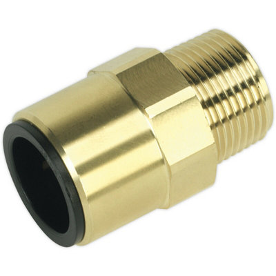B&Q 22Mm X 3/4" Bspt Brass Straight Adapter - Air Supply Ring Main Pipe Male Thread