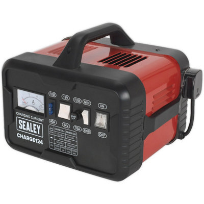 B&Q 28A Single Phase Battery Charger For 12V And 24V With Ammeter And 230V Power Supply Large