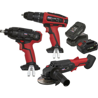 3X Cordless Power Tool Bundle & 2X Batteries - Drill Impact Driver Angle Grinder