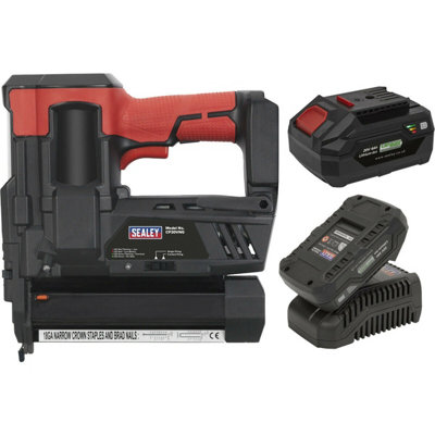 20V Cordless Staple & Nail Gun - 18 Swg - Includes 2 Batteries & Charger - Bag