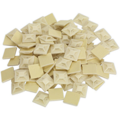 B&Q 100 Pack Self-Adhesive 4-Way Cable Tie Mount - 25 X 25Mm - 5Mm Tie Width - White