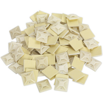 B&Q 100 Pack Self-Adhesive 4-Way Cable Tie Mount - 30 X 30Mm - 5Mm Tie Width - White