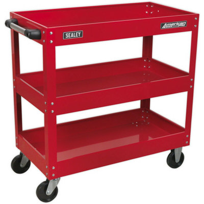 Heavy-Duty 3 Level Workshop Trolley With Large Castors50Kg Capacity Per Shelf from B&Q