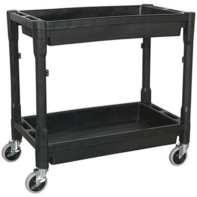 Heavy-Duty 2 Level Workshop Trolley80Kg Capacity Per ShelfDurable Plastic Design from B&Q