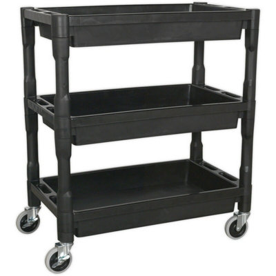 Heavy-Duty 3-Level Workshop Trolley60Kg Capacity Per ShelfDurable Plastic Design from B&Q