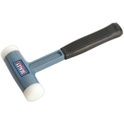  - 1.75Lb Nylon Faced Dead Blow Hammer With Rubber Grip And Steel Shot For Precision Work