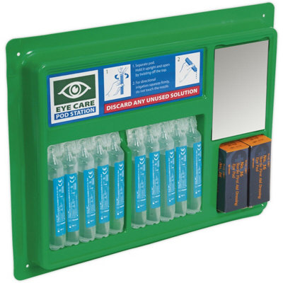 Comprehensive Eye And Wound Washing Station With 10 Saline Solution Pods from B&Q