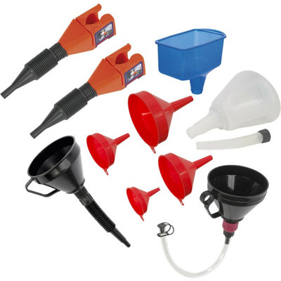 10 Piece Funnel Set For All Your Pouring NeedsVersatile Plastic Funnels And Spouts from B&Q