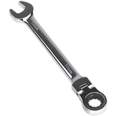  - 17mm Chrome Vanadium Flexible Ratchet Spanner With Hinged Ring Head