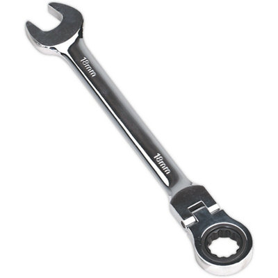  - 18mm Chrome Vanadium Flexible Ratchet Combination Spanner For Tight Spaces