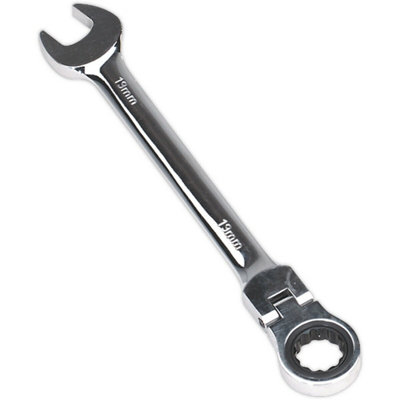  - 19mm Flexible Ratchet Combination SpannerChrome Vanadium Steel Tool For Tight Spaces