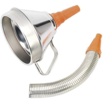 160mm Metal Funnel With Brass Filter And Flexible Spout For Easy Pouring from B&Q