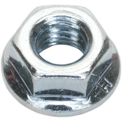 - 100 Pack Of Zinc Plated M6 Serrated Flange Nuts1mm PitchDin 6923 For Secure Fastening