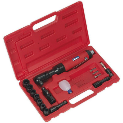  - Professional Air Ratchet Wrench Kit With Impact Sockets And Accessories