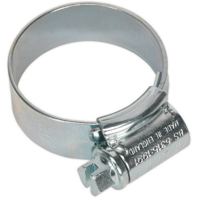20 Pack Zinc Plated Hose Clip22 To 30mm DiameterExternal Pressed Threads from B&Q