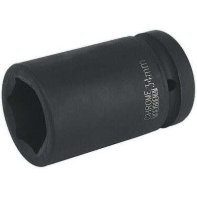 34mm Deep Impact Socket1 Inch DriveDurable Chromoly Wrench Tool from B&Q