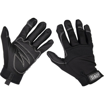 Pair Light Palm Black Mechanics GlovesLargeTouchscreen Index Fingertip from B&Q