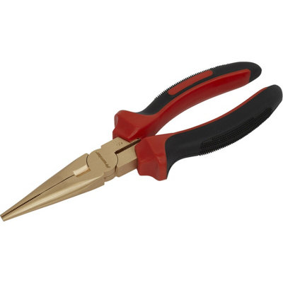 200mm Non Sparking Long Nose Pliers With Serrated JawsPremium Beryllium Copper Tool from B&Q