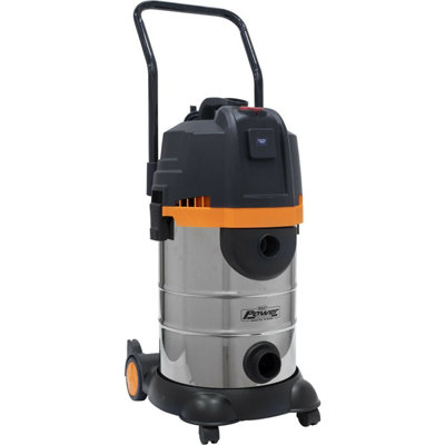 1200W Industrial Wet & Dry Vacuum Cleaner30L Bagless Stainless Steel Drum from B&Q