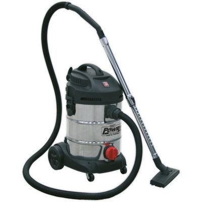 1400W Industrial Wet & Dry Vacuum Cleaner30L Stainless Steel Drum230V from B&Q