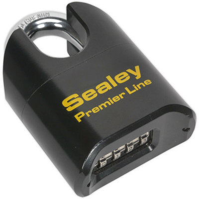 62mm Premium Padlock 11mm Hardened Shrouded Shackle 4 Digit Combination Security from B&Q
