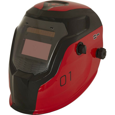  - Versatile Red Auto Darkening Welding Helmet With Shade Control And Grinding Function