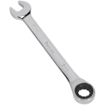 15mm Chrome Vanadium Ratchet Spanner With 72 Tooth Mechanism For Precision Work from B&Q