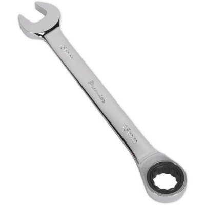 16mm Chrome Vanadium Steel Ratchet Spanner With 72-Tooth Mechanism from B&Q