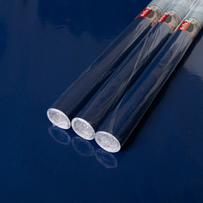 D-C-Fix Glossy Navy Blue 67.5Cm X 2M (3 Rolls) Self-Adhesive Vinyl Wrap For Doors And Furniture from B&Q