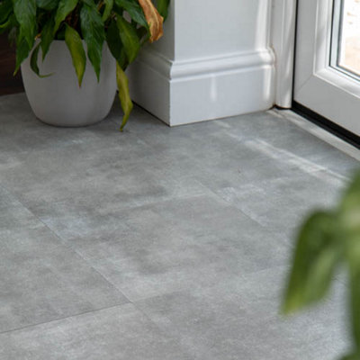 D-C-Fix Concrete Self Adhesive Vinyl Floor Tiles Pack Of 11 (1Sqm) Grey