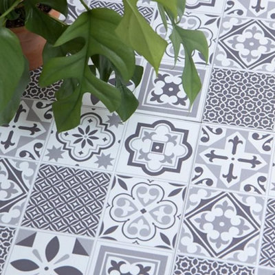 D-C-Fix Oriental Tiles Self Adhesive Vinyl Floor Tiles Pack Of 11 (1Sqm) from B&Q