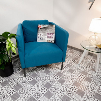 D-C-Fix Oriental Tiles 30.48 X 30.48Cm Self-Adhesive Vinyl Floor Tiles Pack 33 (3Sqm) from B&Q