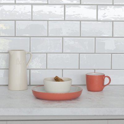 Wallpops Subway White 3D Epoxy Tile Stickers 25.4Cm(L) 25.4Cm(W) Pack Of 4