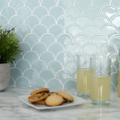 Wallpops Shell 3D Epoxy Tile Stickers 25.4Cm(L) 25.4Cm(W) Pack Of 4