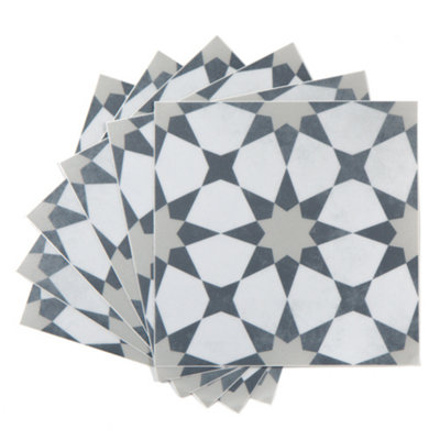 Quadrostyle Agadir Grey Wall Tile And Furniture Vinyl Stickers 15Cm(L) 15Cm(W) Pack Of 6 from B&Q