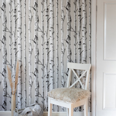 Wallpops Nu Wallpaper Birch Tree Self Adhesive Wallpaper 5.49M(L) 52.07Cm(W) from B&Q